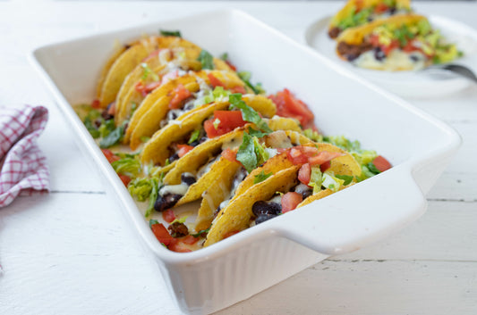 Tacos mit Baked Beans und IU Garlic Pickle