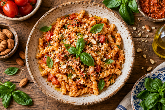 Pesto Berlinese mit Chimichurri, Tomate & Mandeln