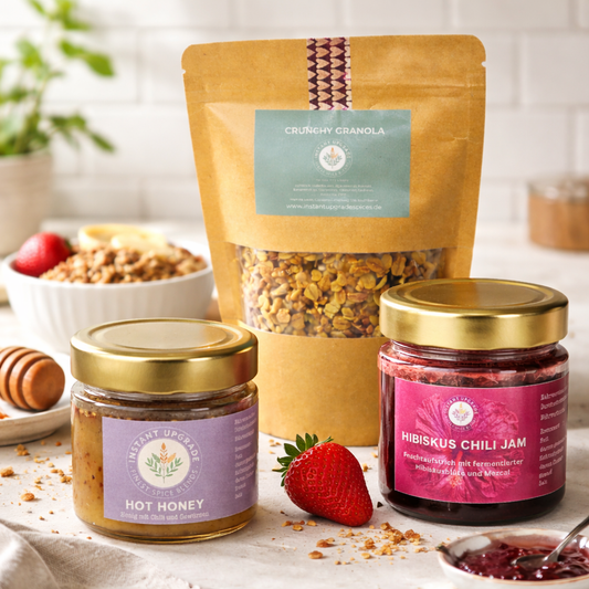 Morning Upgrade Bundle - Granola, Hot Honey &amp; Hibiskus Chili Jam