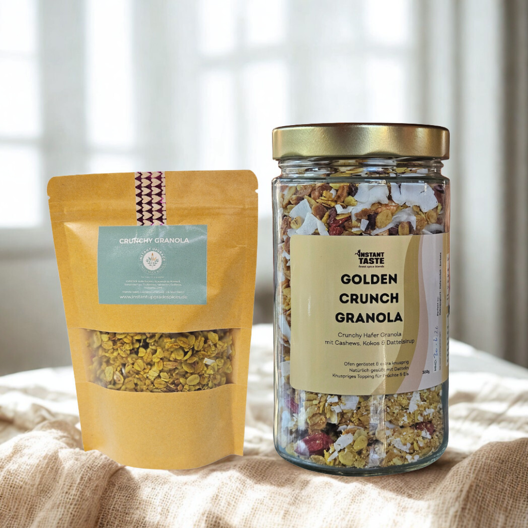 Golden Crunch Granola – Knuspriges Ofen-Granola mit Kokos, Kakao & Banane