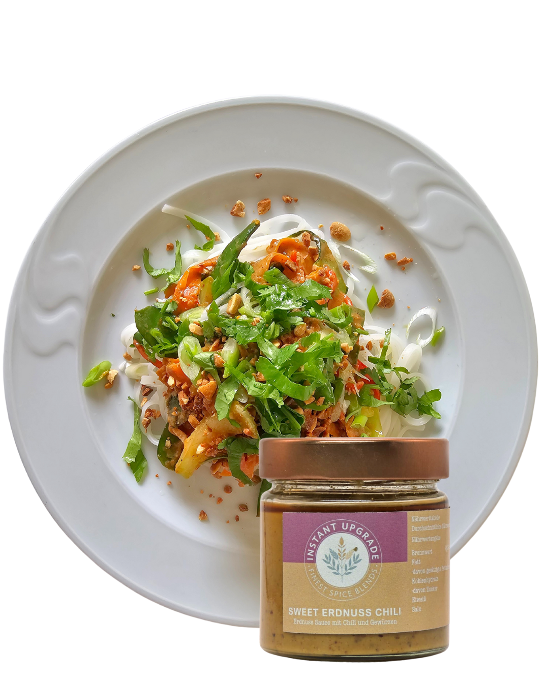 Reisnudel Stir Fry mit Sweet Erdnuss Chili Sauce